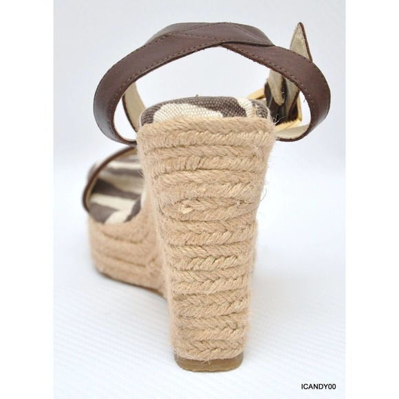 Michael Kors VIOLET Espadrille Wedge Platform Ankle Sandal Zebra/Brown 8/8.5 - Picture 5 of 9